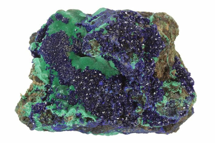 Sparkling Azurite Crystals On Malachite - Laos #95799